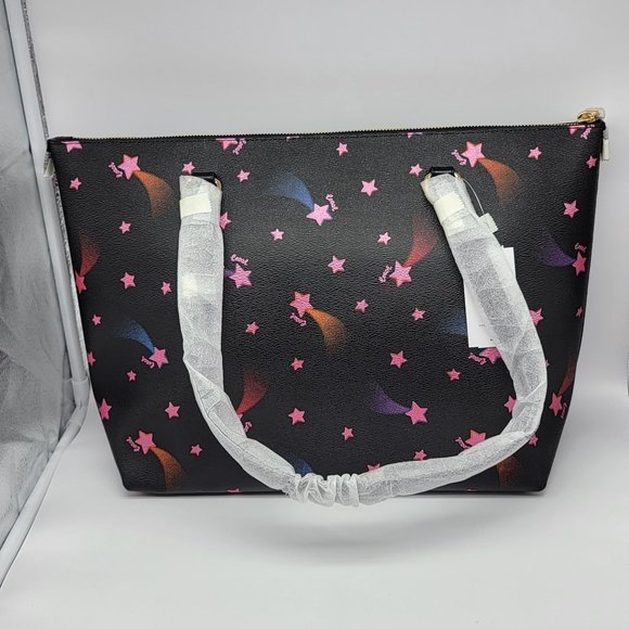 Coach Gallery Tote with Disco Star Print C7668 Black Multi - Picture 2 of 7